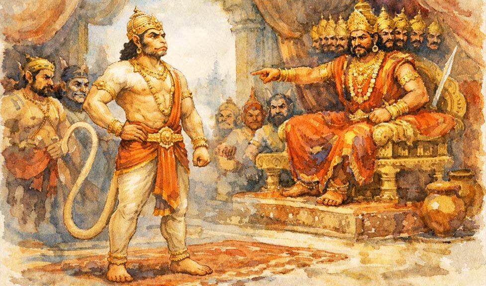 When Hanuman First Faced Ravana — Praise Before the Warning